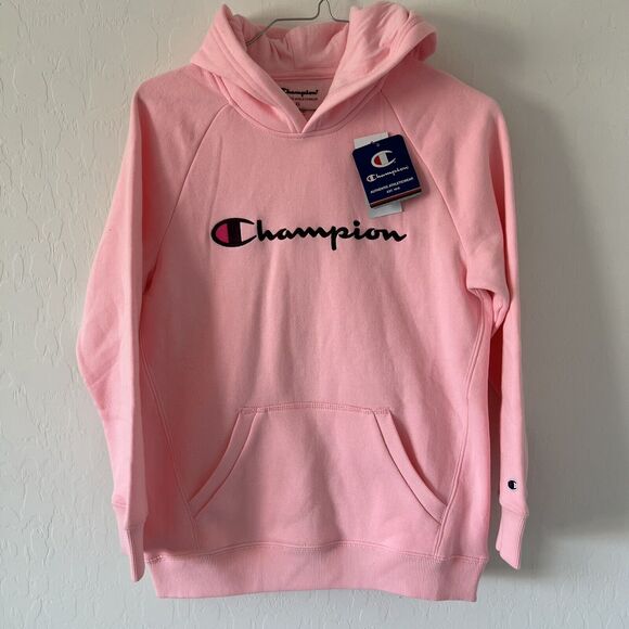 NEW Champion Big Girls Size XL Pink Candy Hoodie Embroidered Graphic Logo - Picture 1 of 5